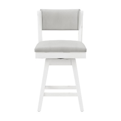 Clarion White Wood and Upholstered Swivel Counter Stool