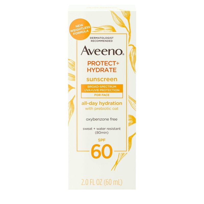 Aveeno Protect &#38; Hydrate Sunscreen Face Lotion - SPF 60 - 2 fl oz, 1 of 10