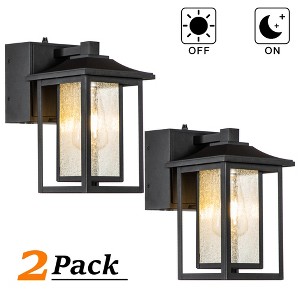 ALOADECOR 1 Light Black Light Dusk to Dawn Motion Sensor Outdoor Garage Wall Lights with Seeded Glass for Outside Garden Porch Patio (2 Pack) - 1 of 4