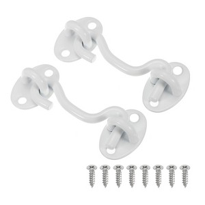 Unique Bargains Carbon Steel Carbon Steel Hook Eye Latch 2 Pcs with 8 Screws - 1 of 4