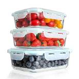 Whole Housewares Glass Food Storage Containers Meal Prep - Pack of 3