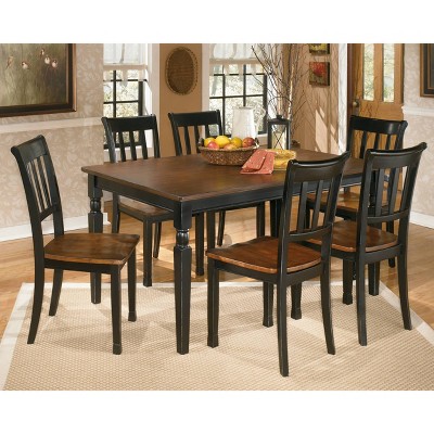 Farmhouse Chic Black & Brown Wood Rectangular Dining Table