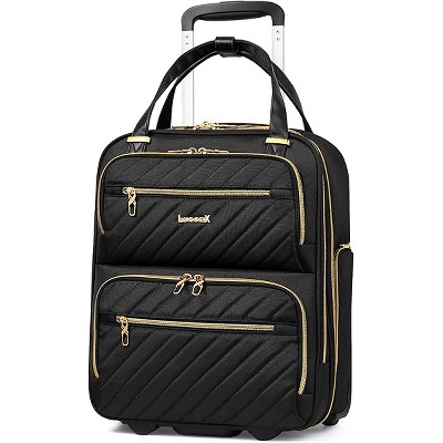 LUGGEX Underseat Carry On Luggage with Wheels, Softside Personal Item Suitcase, Underseat 16 Inch, Black