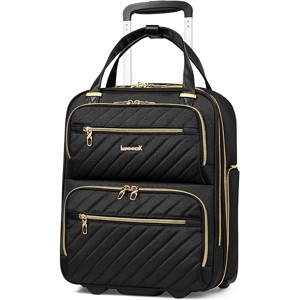 LUGGEX Underseat Carry On Luggage with Wheels, Softside Personal Item Suitcase, Underseat 16 Inch, Black - 1 of 4
