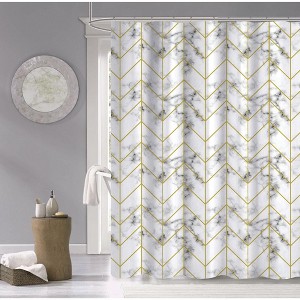 Dainty Home 3D Printed Textured 100% Cotton Shower Curtain - 1 of 3