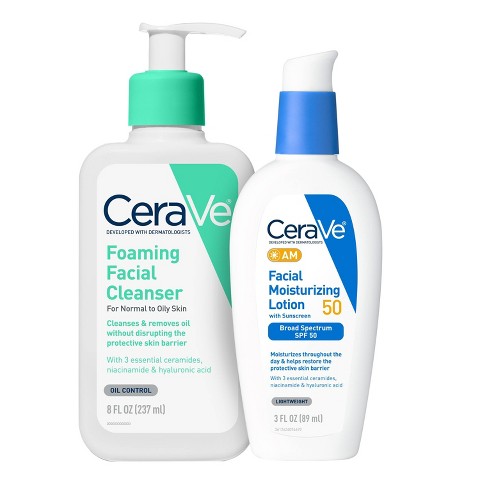 Набор CeraVe: пенка для умывания 8 fl oz и лосьон для лица AM SPF 50 3 fl oz