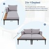 2-Piece Outdoor Patio Metal Padded Daybed with Wood Topped - 2 of 4