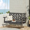 Okak Modern Porch Swing with Stable Acacia Wood Frame, Hanging Chair with Slat Panel Seats and Armrests, Outdoor Swing for Backyard - 2 of 4