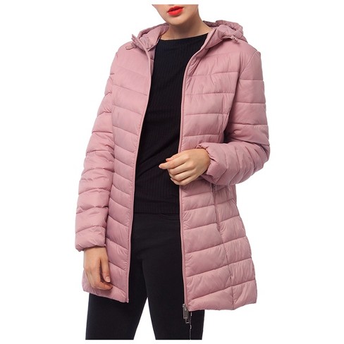 Rokka&rolla Women\'s Pink, Puffer Target Light Coat Size Medium Jacket-pale Packable Long 