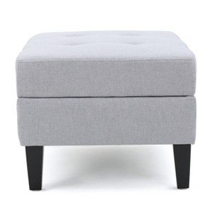 Gulches Light Grey Fabric Tufted Storage Ottoman - 28.75"W¡Á23.25"D¡Á18.5"H, Birch Wood Legs, Soft-Close Hinge for Living Room - 1 of 4