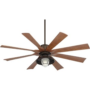 60" Possini Euro Design Defender Industrial Indoor Outdoor Ceiling Fan with LED Light Remote Oil Rubbed Bronze Koa Damp Rated for Patio Exterior Home - 1 of 4