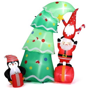 NAYSAYE Christmas Inflatable Holiday Decorations 6FT Elf with Christmas Tree and Santa Funny Yard Display, Multicolor, 65"*35.4"*74" - 1 of 4
