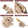 ROBOTIME 3D Wooden Puzzle 158 Pieces Diy Model Toys Medieval Wheeled Cannon Brain Teaser, Beige, 12.6"*5.1"*8.3" - 3 of 4