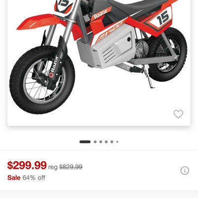 Razor MX400 Dirt Rocket 24V Electric Toy Motocross Motorcycle Dirt Bike Red