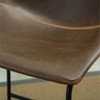 Okak Vintage 31.5" Height PU Leather Dining Chairs Set of 2, Sleigh Legs with Footrest & Zig-Zag Stitching, Metal Frame Counter Stools - 2 of 4