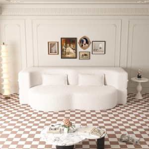 78" Convertible 2 Seater Sofa Bed Couch Twin Bed Sleeper Sofa With 2 Pillows Teddy Fabric Foam-Filled Floor Sofa Couch-Cuddlewood - 1 of 4