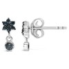 Haus of Brilliance Silver 1/10 Cttw Blue Diamond Star Stud with Bezel Drop Dangle Earrings - 3 of 4