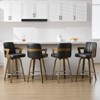 Bekrvio 26" Swivel Counter Height Bar Stools Set of 1/2/3/4,Faux Leather Upholstered Bar Chairs with Back & Arm for Kitchen Island,Black - 2 of 4