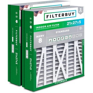 Filterbuy 21x27x5 Air Filter (2-Pack), Pleated MERV 8 Dust Defense Replacement HVAC AC Furnace Filters for Trane Perfect Fit & American Standard - 1 of 4