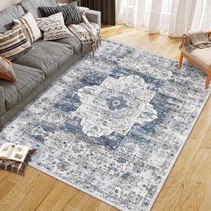 Washable Non-Slip Vintage Carpet, Foldable Indoor Carpet, Super Soft Vintage Dimpled Carpet For Living Room, Bedroom, Game Room, Dorm Room - 1 of 4