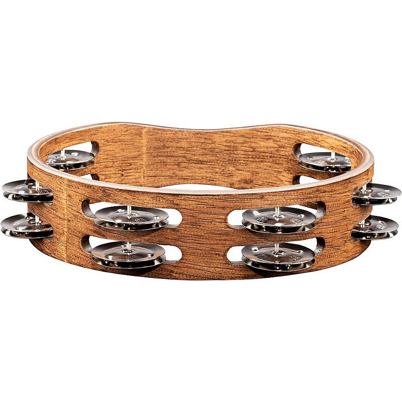 MEINL Compact Wood Tambourine with Double Row Stainless Steel Jingles 8 in. Walnut Brown, 5 of 6