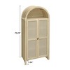INFURNIC Decorative Storage Cabinets Tall Arched Pantry Cabinet with Adjustable Shelves and Rattan Door for Living Room, Brown, 31.1"*15.55"*70.08" - 2 of 4