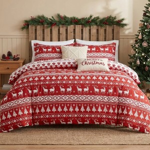 3 Piece Christmas Duvet Cover Bedding Set - 1 of 4