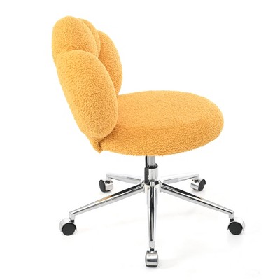 Vynxaria 360¡ã Swivel Height Adjustable Teddy Fabric Chair ¨C Ergonomic Home Office Seating
