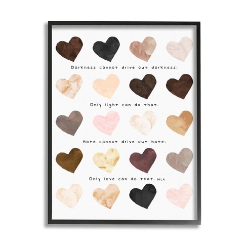 White Stupell Industries Only Love Can Famous MLK Phrase Heart Pattern Design by Erica Billups Black Framed Wall Art 11 x 14