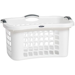 Redmon Comfort Grip Clothes Basket, Plastic Laundry Storage w/ 3 Handles, White - 1 of 3