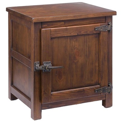Plow & Hearth - Vintage Style Portland Ice Box Wood Storage Side Table with Adjustable Shelf, Rich Walnut