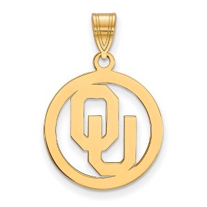 Black Bow Jewelry 14k Yellow Gold Plated Sterling Silver Oklahoma Sooners NCAA Small Pendant - 1 of 3