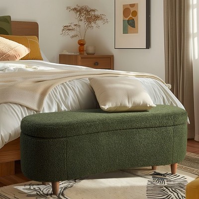 Vynxaria Boucle Flip Top Storage Bench Green See below