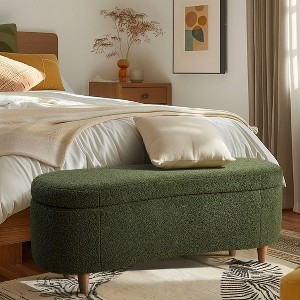 Vynxaria Boucle Flip Top Storage Bench Green See below - 1 of 4