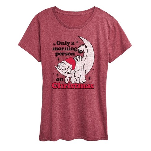 Women's - Garfield - Only A Morning Person On Christmas Short Sleeve Graphic T-Shirt - image 1 of 4