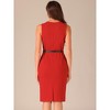 INSPIRE CHIC Women's Belted Round Neck Sleeveless Casual Office Sheath Dress - 3 of 4