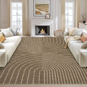 Modern Rainbow Easy Jute Area Rugs, Washable Natural Contemporary Indoor Outdoor Carpet for Living Room Bedroom Office Farmhouse Patio Backyard RV - 1 of 4