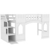TIRAMISUBEST Twin Size Loft Bed with Storage Staircase and Window Design, Castle Style Wooden Loft Bedframe, Kids Playhouse Bed - 4 of 4