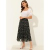 INSPIRE CHIC Women's Floral Elastic Waist Tiered Ruffle Boho Midi Skirts - 3 of 4