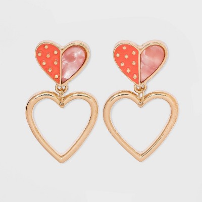Girls' Heart Drop Earrings - art class™ Gold