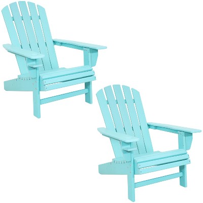 Sunnydaze All-Weather HDPE Outdoor Patio Adirondack Chair with Drink Holder, Turquoise, 2pk