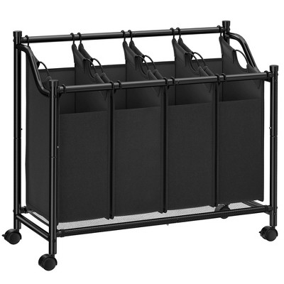SONGMICS Laundry Sorter, Rolling Laundry Basket with 4 Removable Bags, Laundry Hamper
