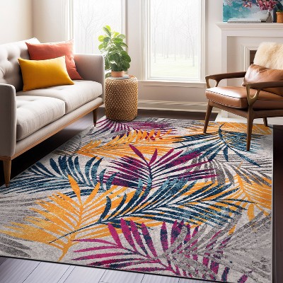 World Rug Gallery Edinburgh Floral Leaves Area Rug Multi 7'10"x10