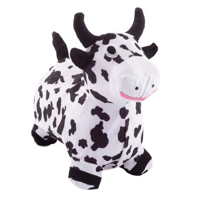 Toy Time Inflatable Ride - On Hopper Bouncy Cow Toy with Air Pump - Black and White