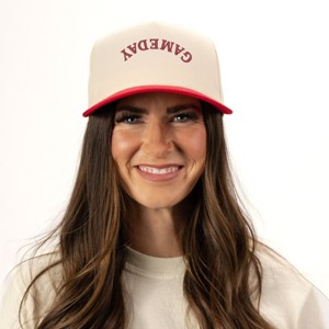 3D Puff Embroidered Game Day Upside Down Arch - Women's Canvas Trucker Hat - 1 of 3