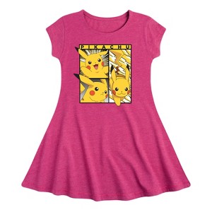 Girls' - Pokémon - Pikachu Poses Fit & Flair Cap Sleeve Dress - 1 of 3