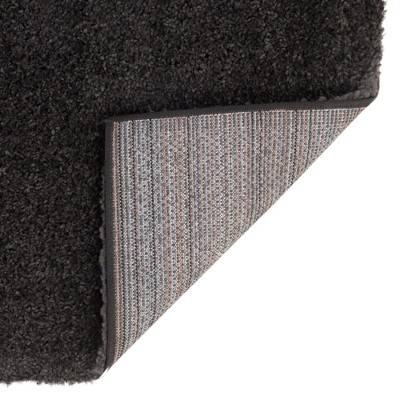 Rectangular Charcoal Solid Shag Synthetic Indoor Rug