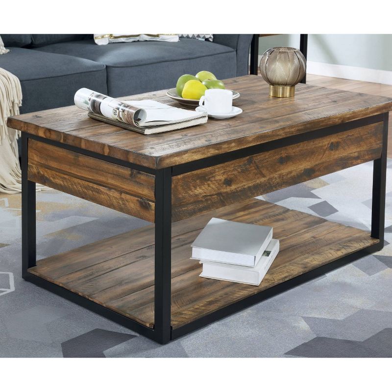 Claremont Rustic Wood Coffee Table and 2 End Tables Black - Alaterre Furniture, 4 of 21