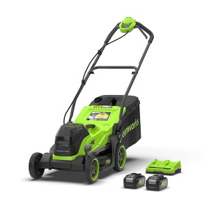 Greenworks Powerall 2x24V 14" BL Push Mower Kit (2) 4.0Ah and Dual Port Charger - 1 of 3