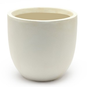 LuxenHome Round Tapered 9.2" H House Planter, Indoor/Outdoor White - 1 of 4